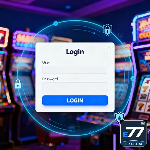 A mobile device displaying e77 casino games, highlighting accessibility and security. - e77
